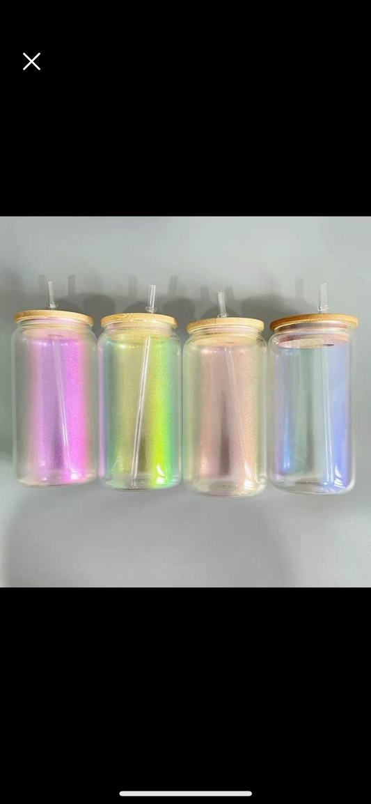 16oz  iridescent beer glass cans