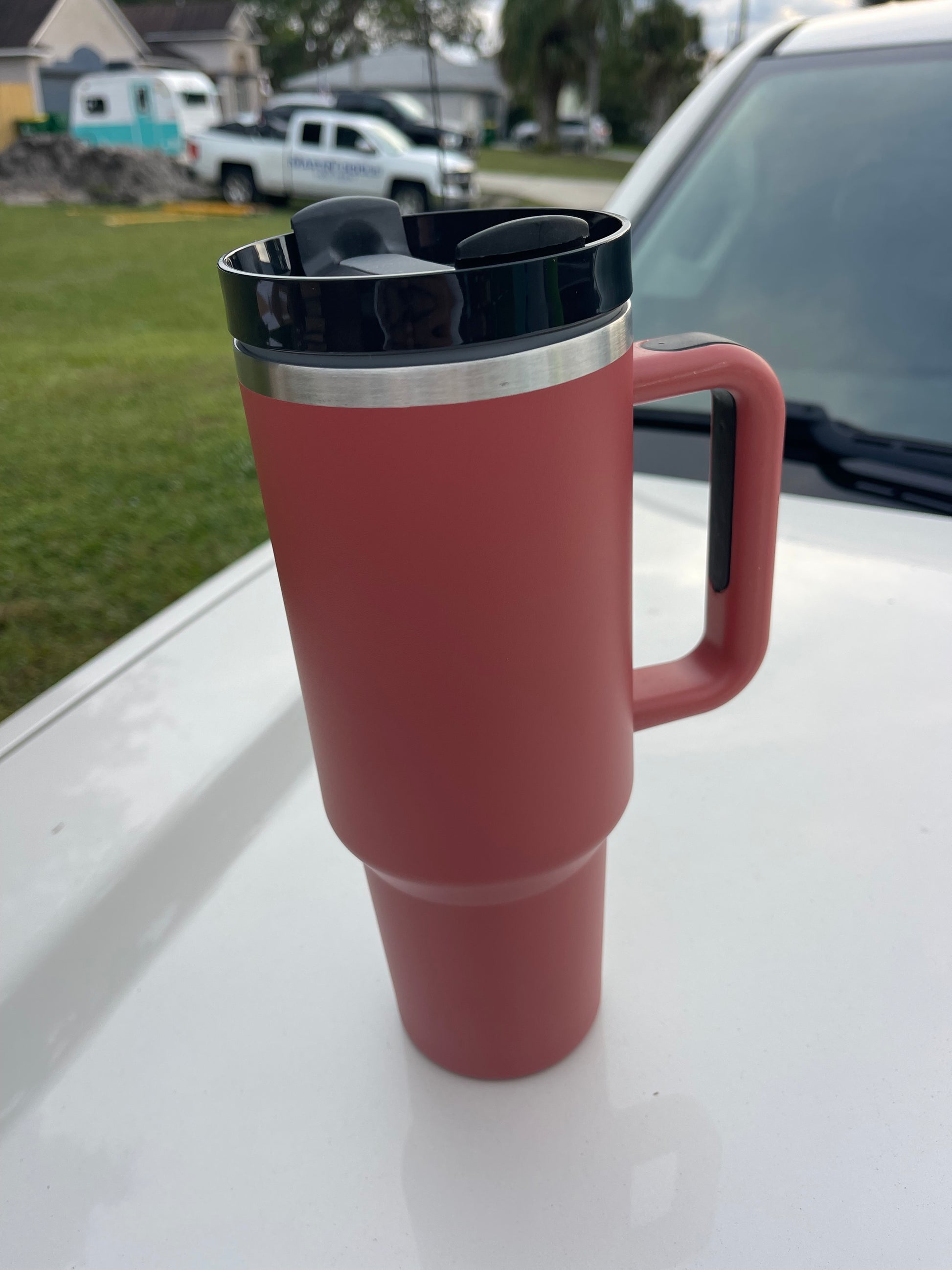 40 oz 1.0 Powder Coated w/ Handle Tumbler – Stainless Steel Heaven LLC