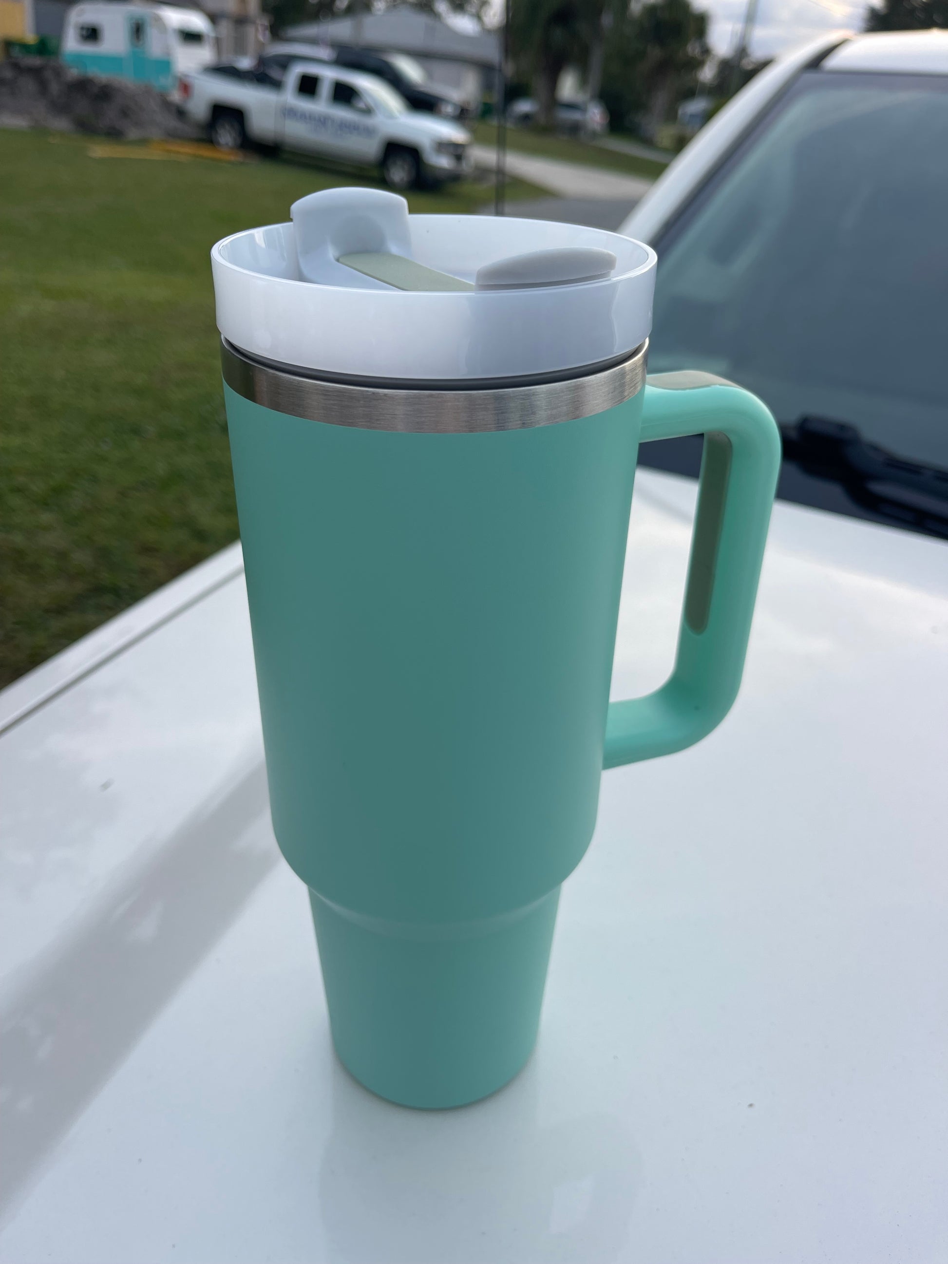 40 oz 1.0 Powder Coated w/ Handle Tumbler – Stainless Steel Heaven LLC