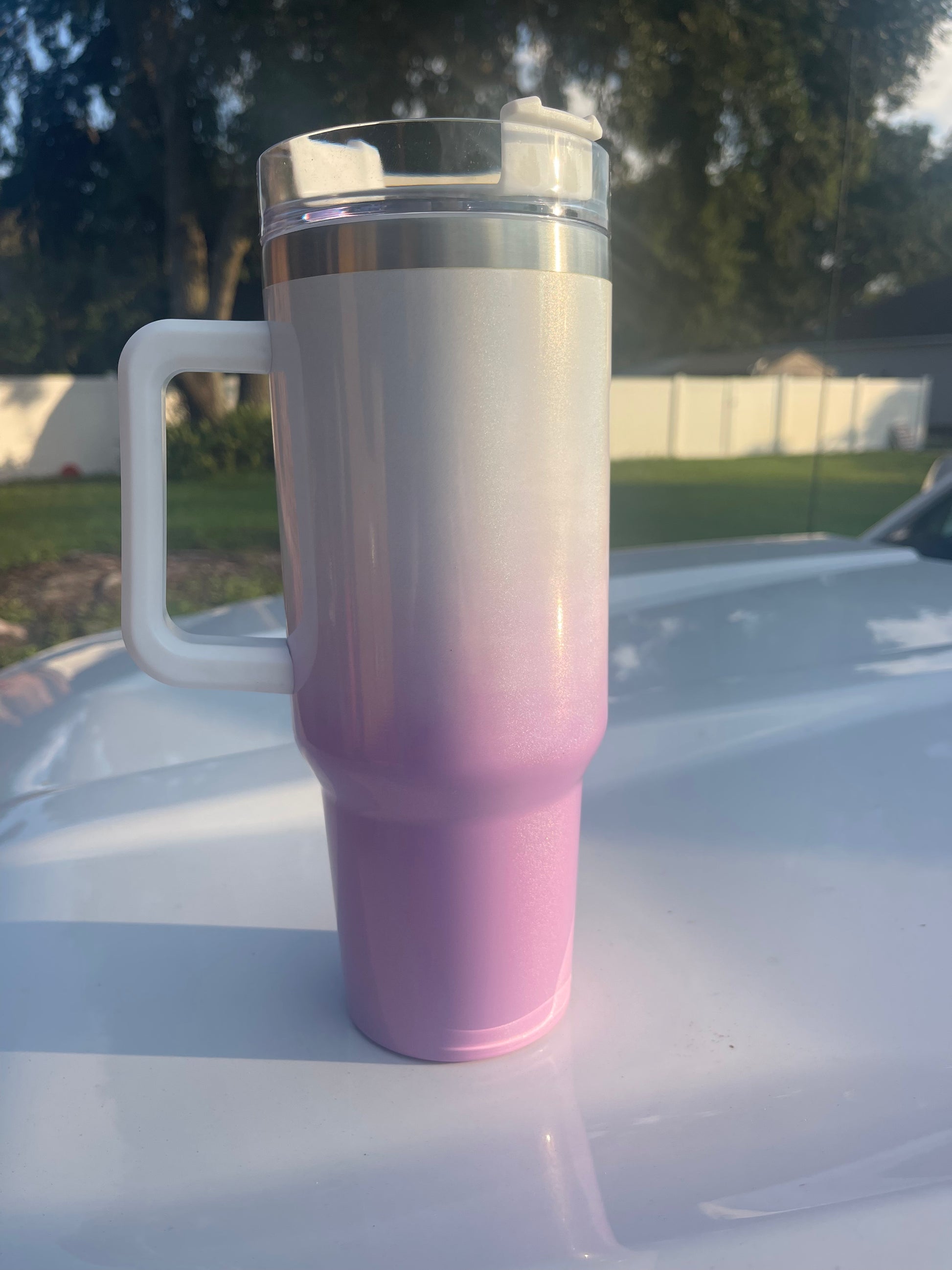 Ready to Ship 40 oz Ombre Shimmer Sublimation Tumbler W/ Handle